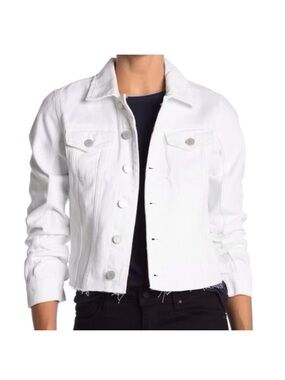 Blank NYC White Cropped Denim Jacket - Button Front Jean Jacket